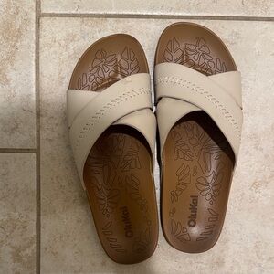 OluKai Women's Tan Slide Sandals